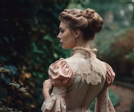 edwardian era - a woman wearing a classic edwardian dress with an updo hairstyle