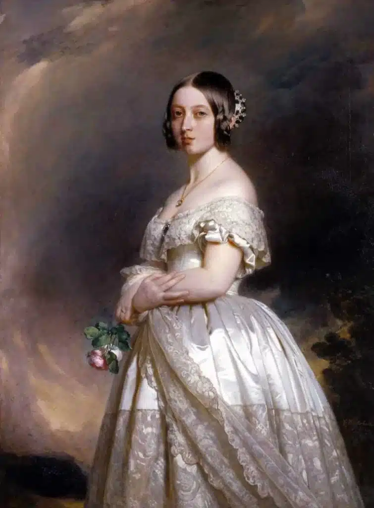 victorian era - an image of a young queen victoria in evening gown