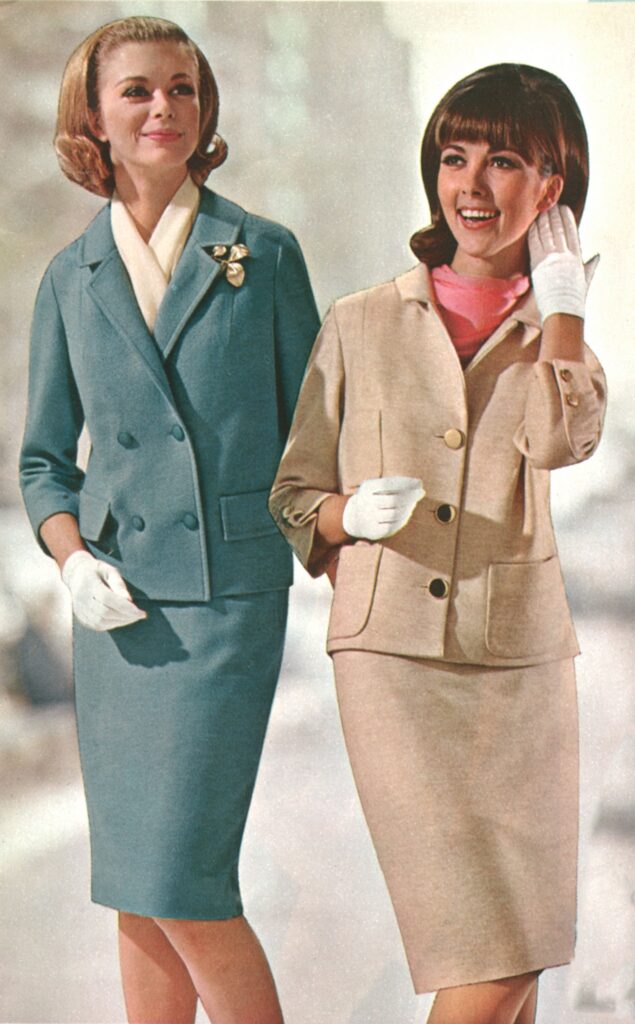 swinging 60's & 70's - two women in office suite attire