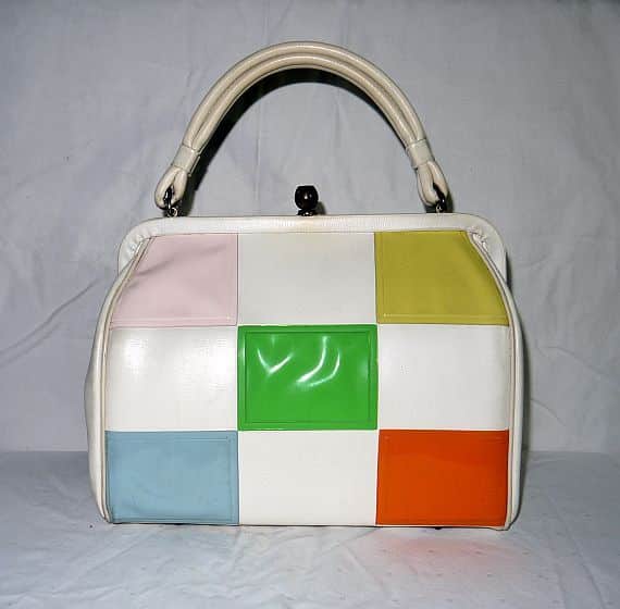 bags from the war era - vintage 60's mod purse pastel colour block bag