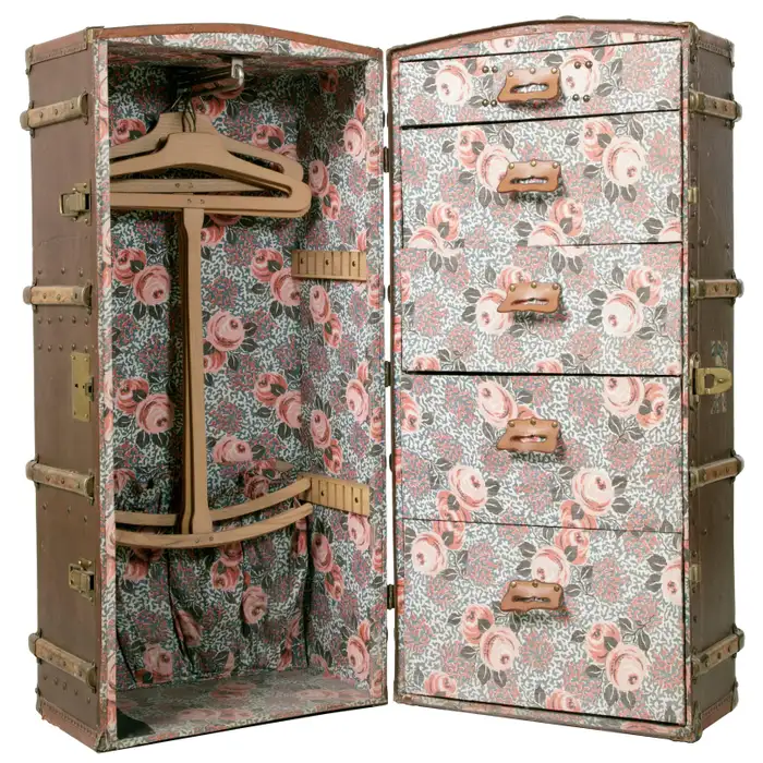 suitcases were invented - 20th century steamer trunk open showing compartments