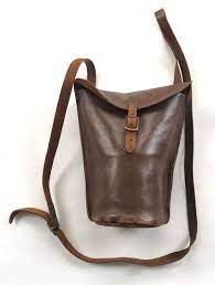 bags from the war era - ladies gas mask compartment leather shoulder bag