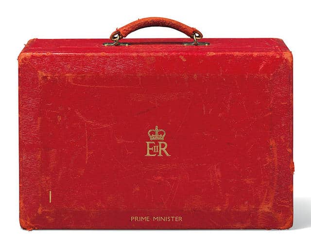 bags of the future - margaret thatcher's prime minister's royal document bag in red