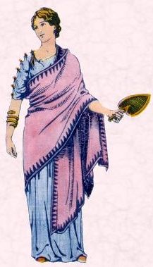 togas and tunics - woman in a palla scalf heavily draped around her body