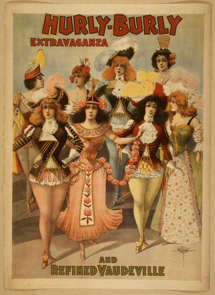 vaudeville emerges - vaudeville poster of women in costumes