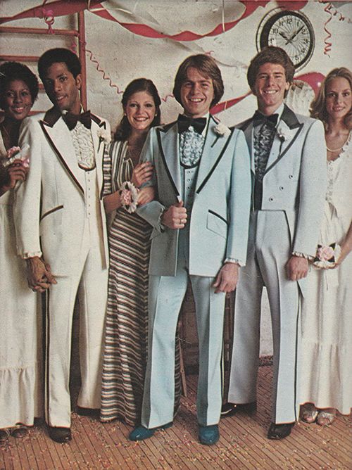 the peacock revolution and beyond - boys in high school prom dinner suits and ruffled shirts