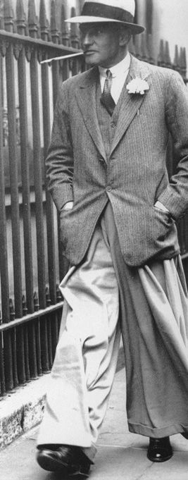 gentlemen of the golden age - man wearing oxford cuffed bag trousers