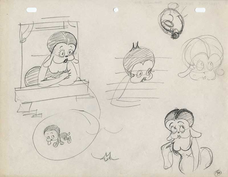 an iconic figure in animation - early hand drawings of betty boops pre transformation by max fleischer