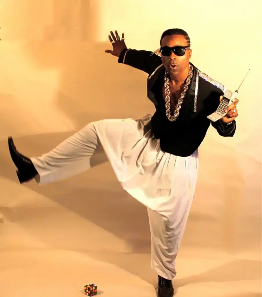 all things bold and flouro - mc hammer in parachute pants at dance studio performance