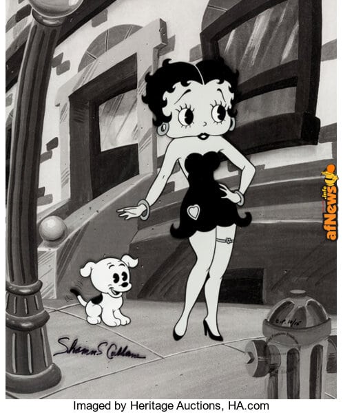 traits and character arc of toon betty - betty standing alongside her canine star bimbo