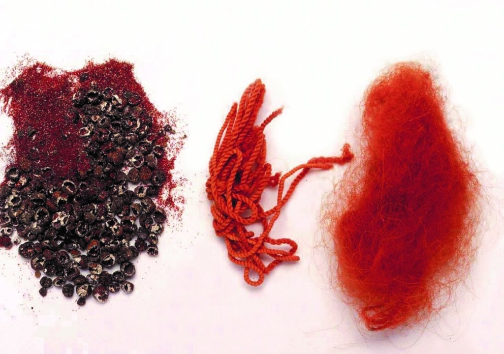 medieval and renaissance - examples of kermes dye colours on wool 