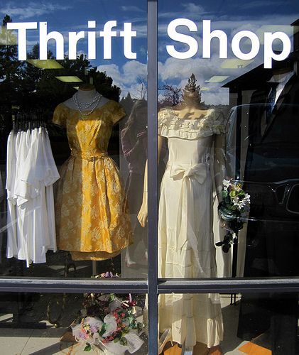 the advantages of using vintage textiles in fashion-thrift shop frontage