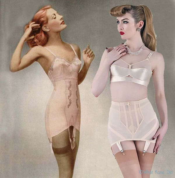 choosing the right corset for your vintage  style - 1950's corsets/girdle with bra and stocking suspenders