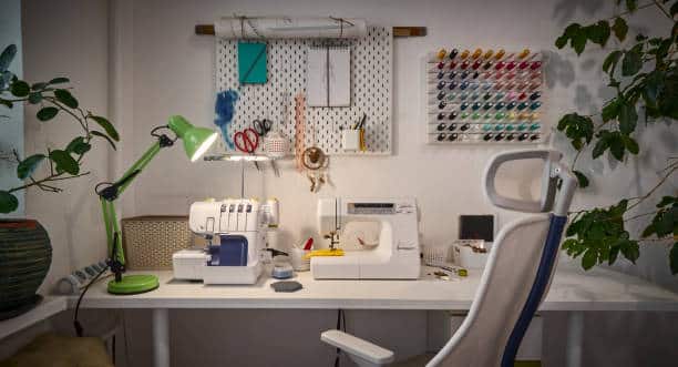 diy fashion-home sewing workshop depicting all important workstation elements