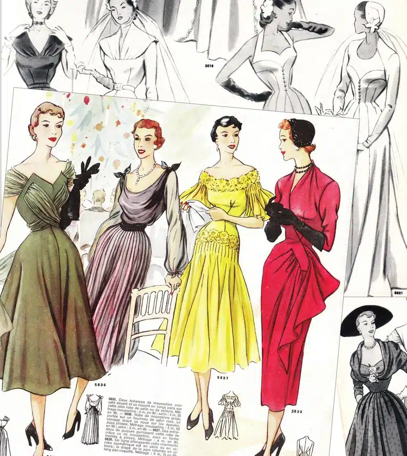 the role of vintage diagrams in modern garment making - 1950's pattern available in digital form as pdf online