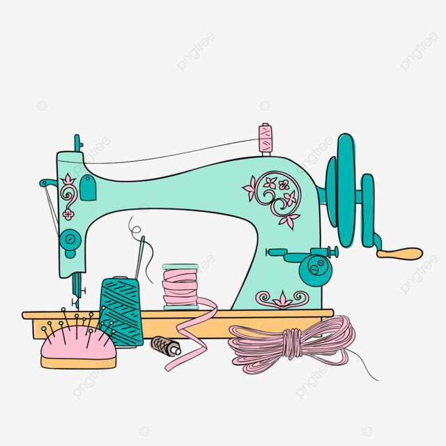 animated image of vintage sewing machine with haberdashery