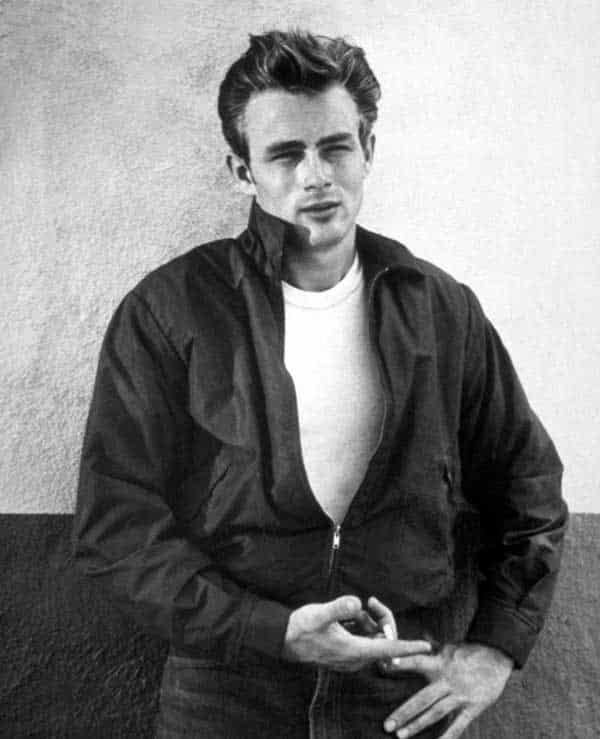 the impact of fashion's golden age icons - james dean in his signature white t.shirt and casual jacket combination