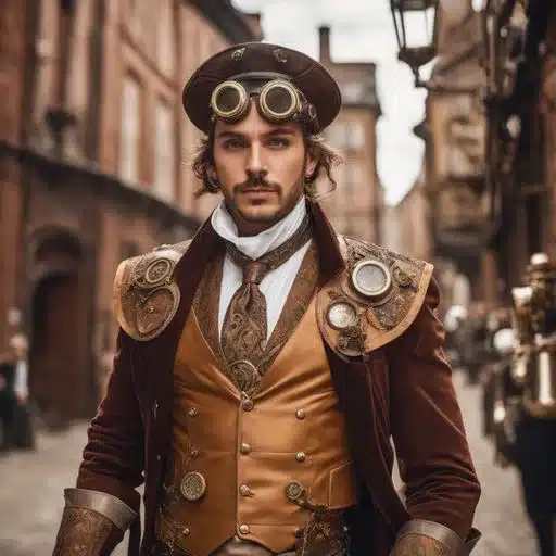 tips for choosing high quality steampunk attire - sophisticated AI generated steampunk man decorated with many goggles and a cravat tie