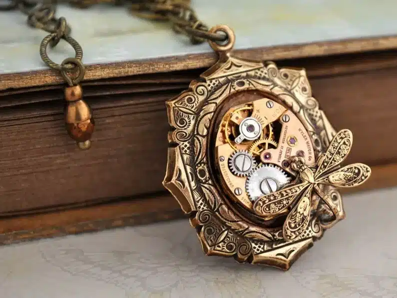 wardrobe staples, the complete costume ensemble - gold pocket watch/pendant with many cogs