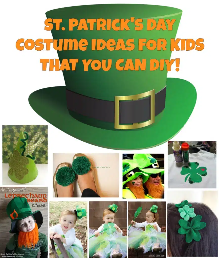 diy and commercial outfits - photo collage of ideas how to dress up kids outfits with shamrocks