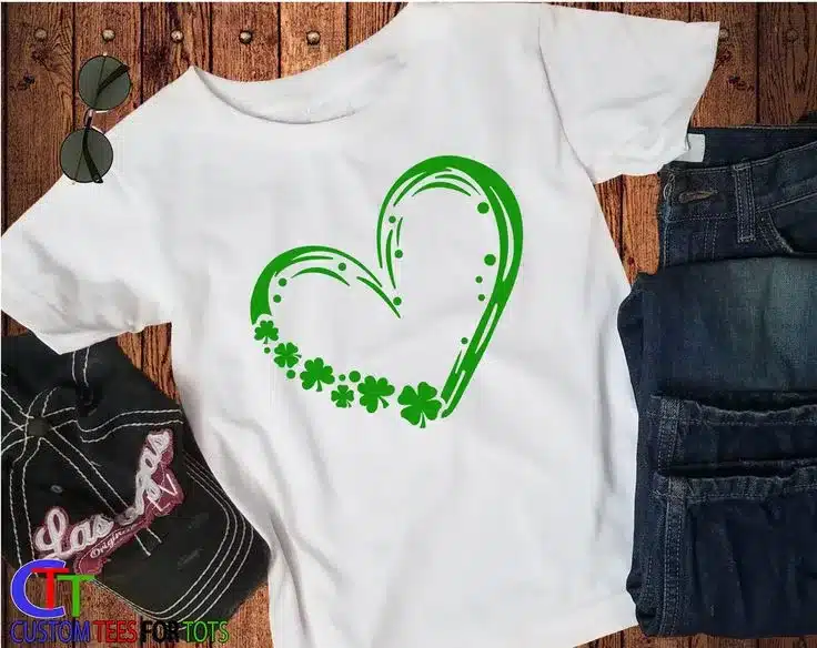 supporting irish artisans and small businesses in your festive purchases - handcrafted t.shirt with green heart