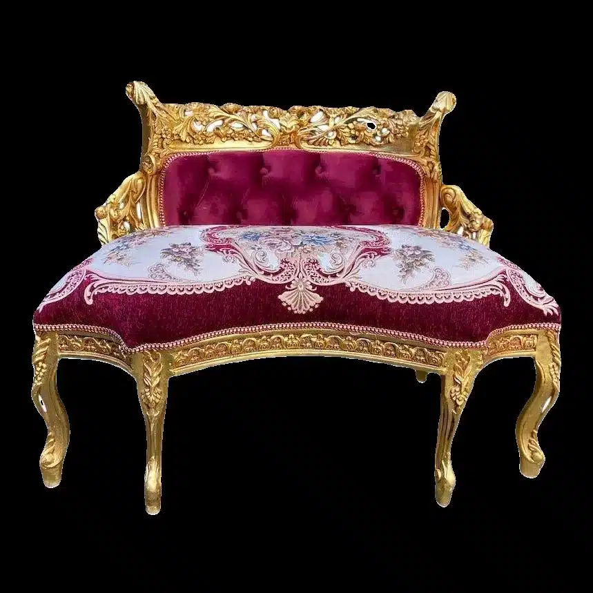 how societal changes reflect in velvet gown styles - baroque/rococo french louis XVI style sofa/settee 