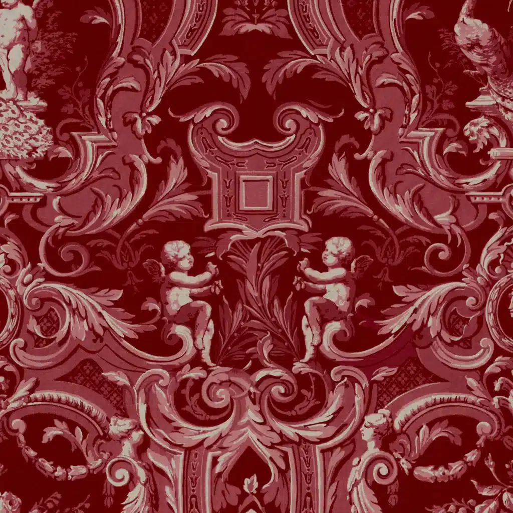 the historic allure of velvet fashion - red and bone baroque velvet fabric piece