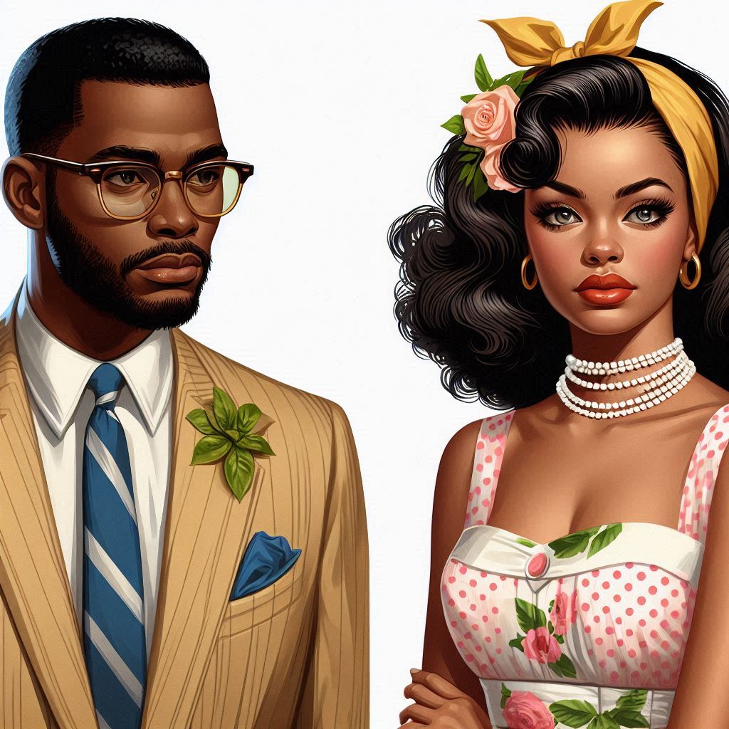 American couple in classic southern 1950's attire AI created image