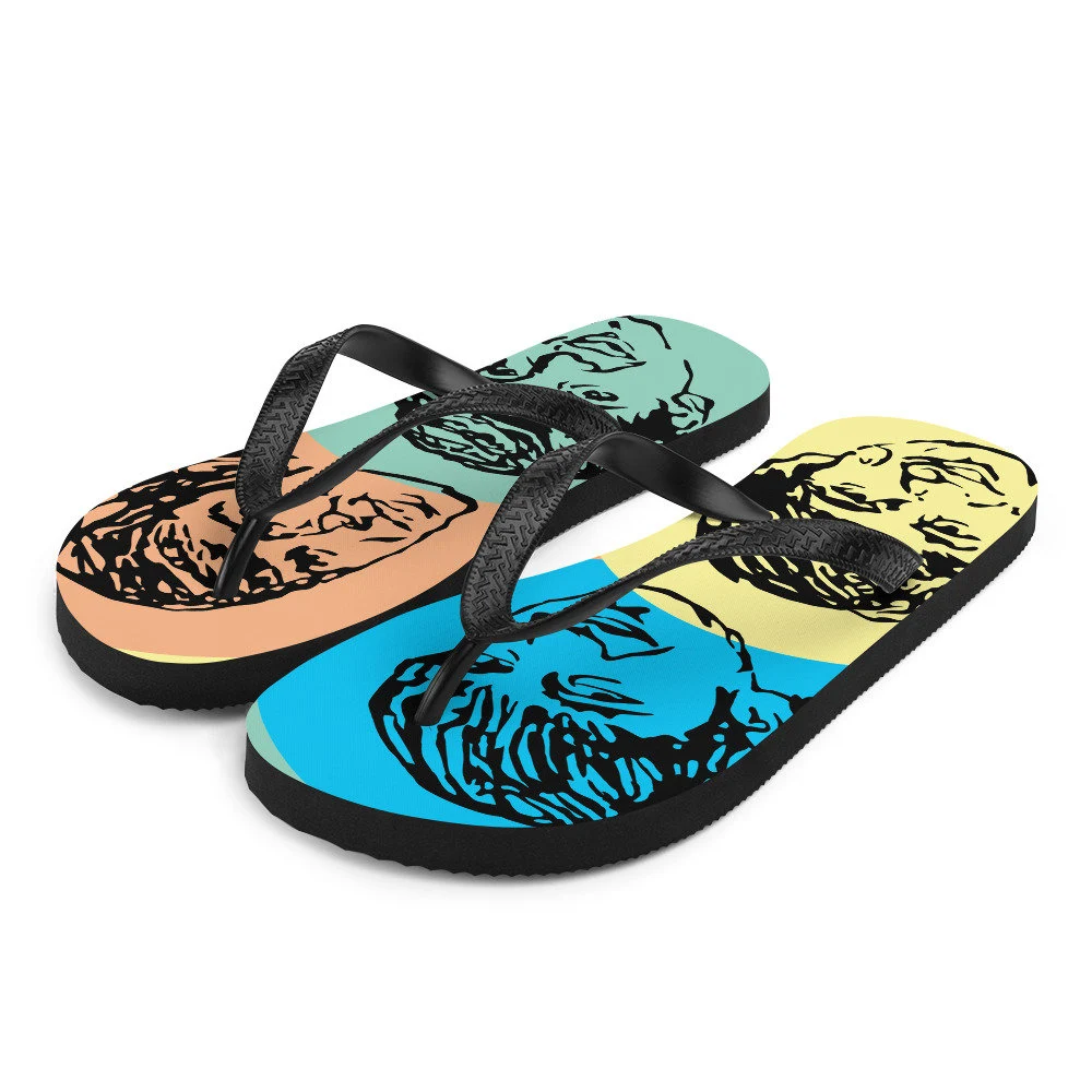 Typical  rubber flip flops with image design inside