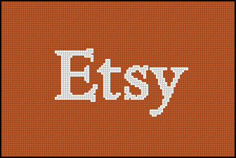 Etsy vintage logo tapestry made in orange