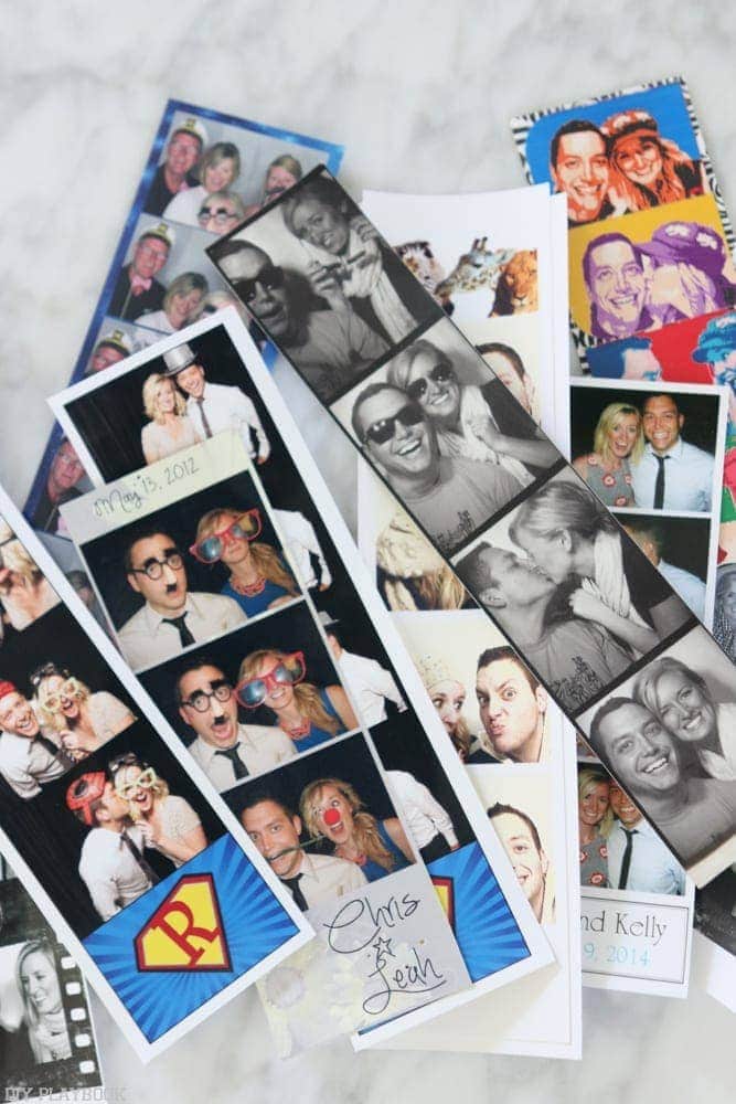 Photo booth strips for scrap booking keepsakes