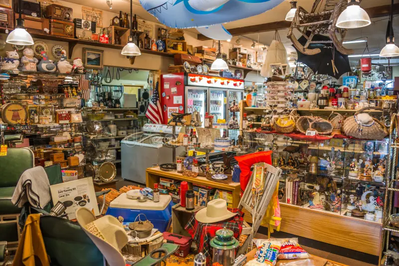 Image of the inside of a thrift shop offering everything and anything