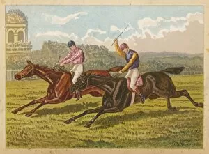 Early race image with 2 jockeys on horses - circa mid to late 1800's