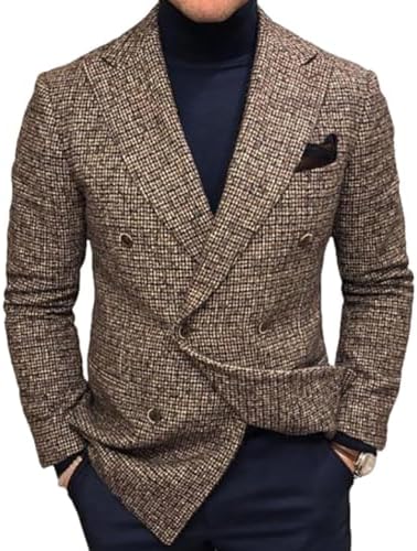 Mans tweed double breasted blazer in brown tones