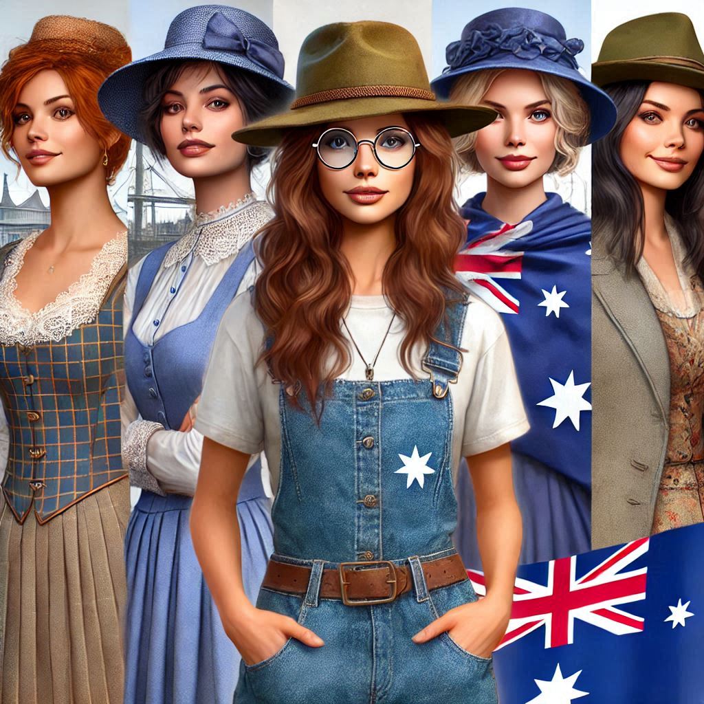 AI generated group of women wearing vintage australia day outfits