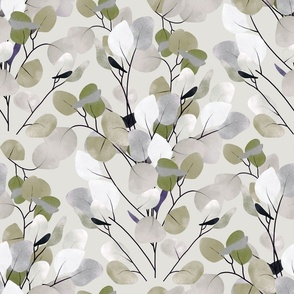 Abstract eucalyptus leaf design fabric