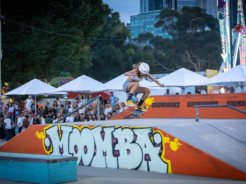 Extreme sport skateboarding showcased during the Moomba Festival