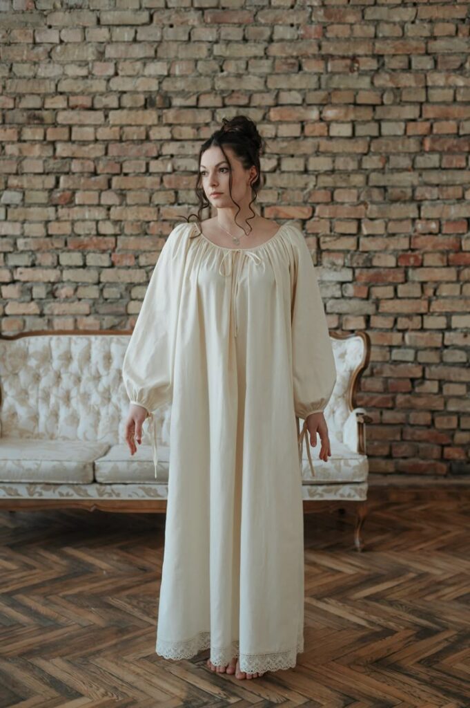 Victorian night dress with open neckline