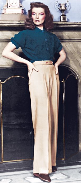 Katherine Hepburn in baggy pants