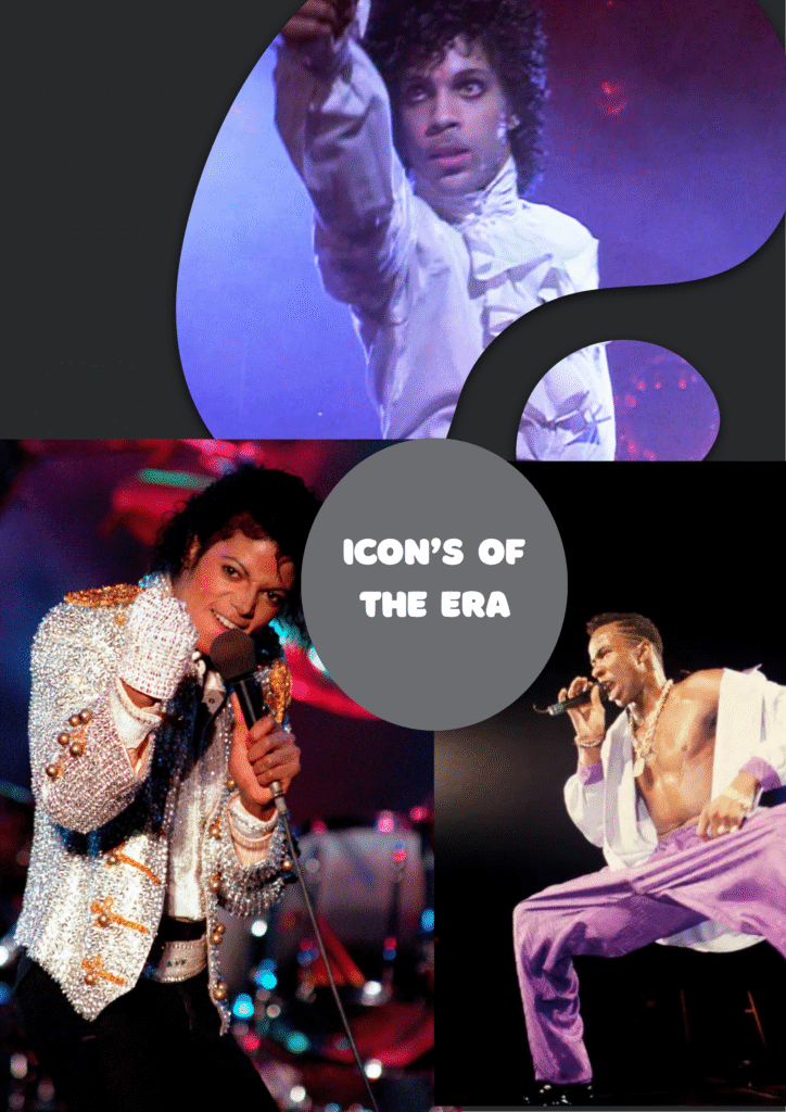 Photo collage of Prince Michael Jackson and Bobby Brown on stage