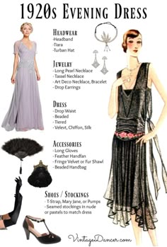 1920's ad for evening ensemble wear with accessories