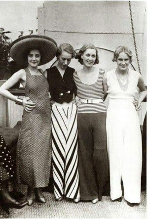 4 ladies being creative during the depression with their outfits