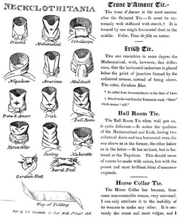 Antique necktie designs and knotings