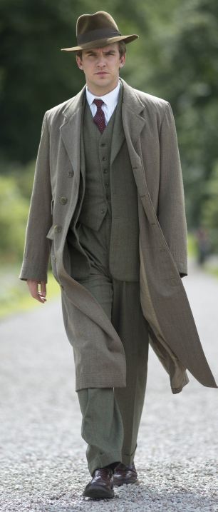 Mr Matthew Crawley in country attire with coat and hat